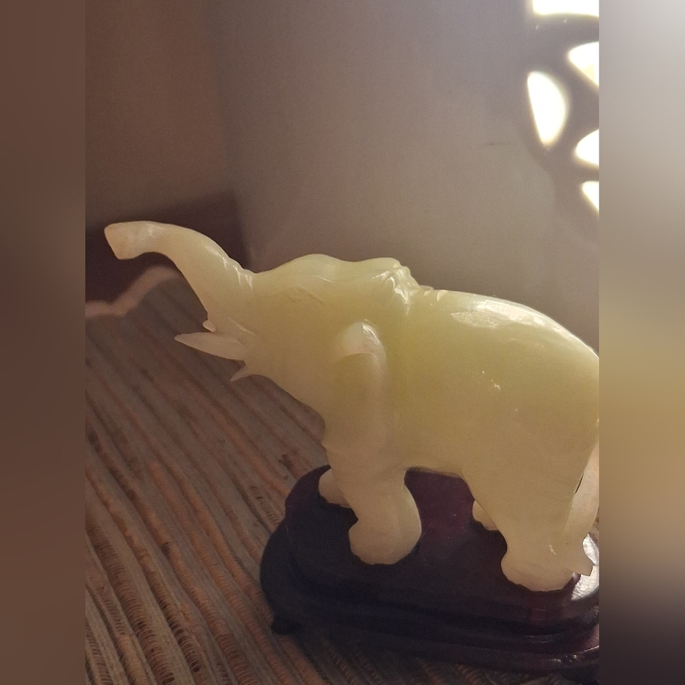 Apple Green Jade Chinese Elephant Figurine